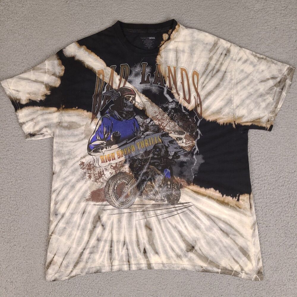 Fashion Nova Shirt Mens XL Motorcycle Bad Lands Biker High Speed Thrills Tie Dye
